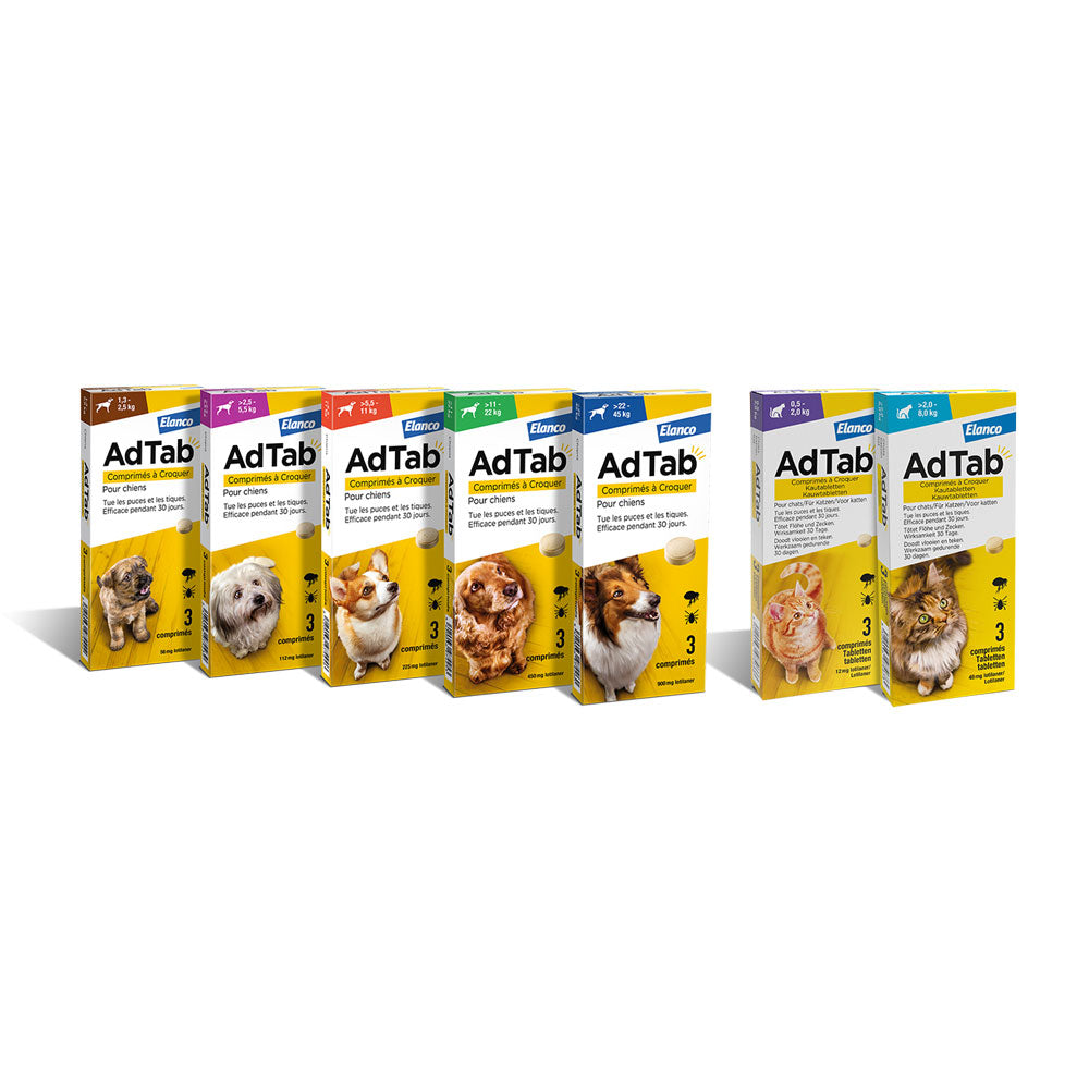 COMPRESSE ANTIPARASSITARIE MASTICABILI 'ADTAB' gatti >2,0 - 8,0 kg / 3 compresse da 48 mg