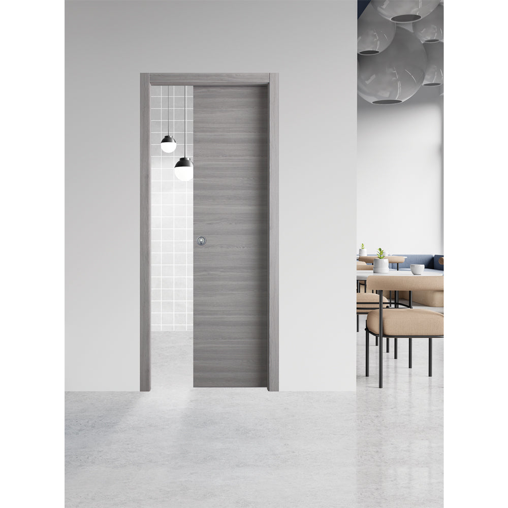 PORTA SCORREVOLE 'GINEVRA' cm 70 x 210 (78 x 214) - col. acero neve