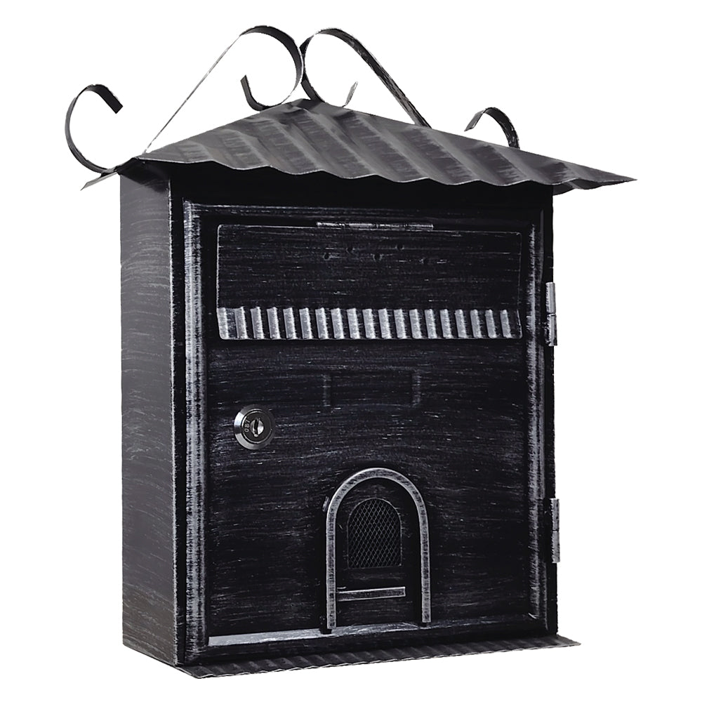 CASSETTA POSTALE 'FIORDALISO' cm 30x10,5x h 36 - argento\nero antico