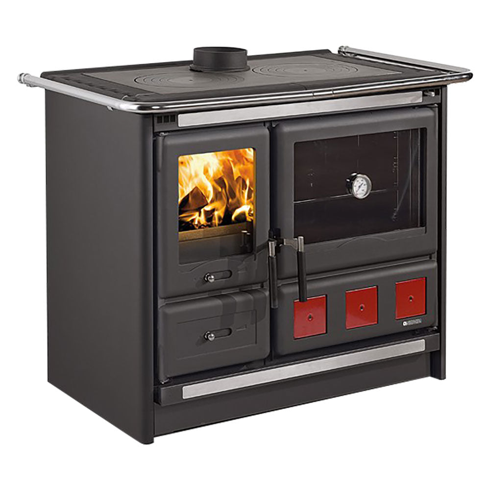 CUCINA A LEGNA 'ROSA XXL VST' 8,5 kW - colore antracite e petra naturale
