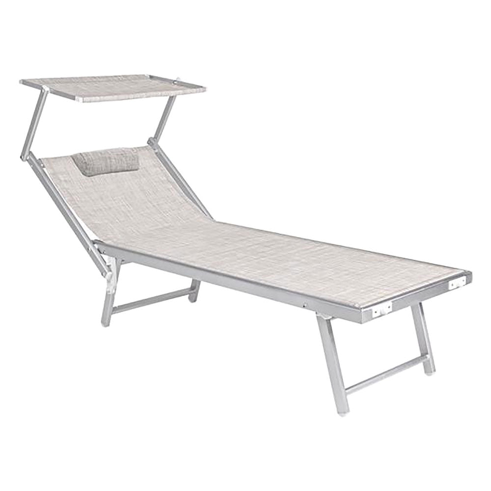 LETTINO SPIAGGIA CON PARASOLE 'BUDELLI' cm. 208 x 85 x h 40,5 - colore grigio