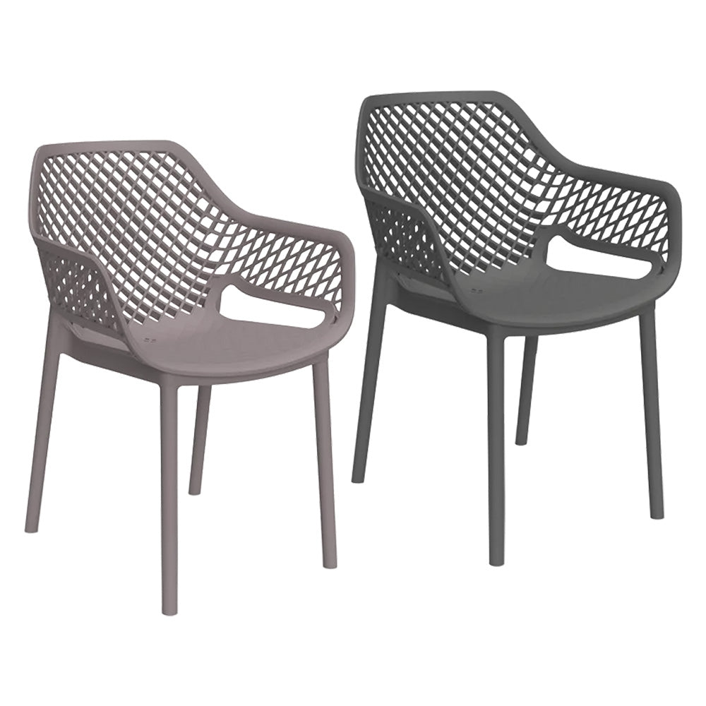 SEDIA IN POLIPROPILENE SCHIENALE FORATO 'ARIA ARMCHAIR' grafite