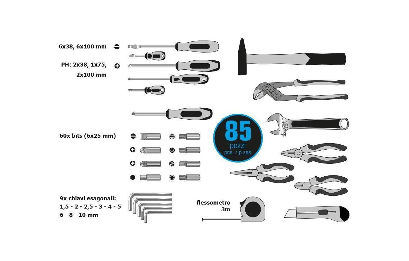VALIGETTA UTENSILI MAURER PLUS 85 PEZZI - Assortimento Completo in Acciaio Cr-V