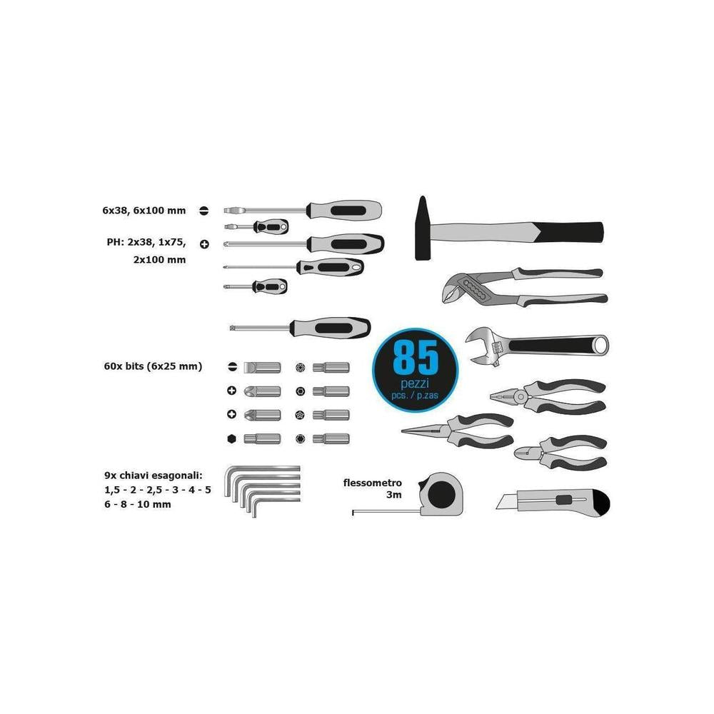 VALIGETTA UTENSILI MAURER PLUS 85 PEZZI - Assortimento Completo in Acciaio Cr-V