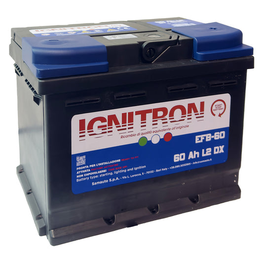 BATTERIA PER AUTO START & STOP 'IGNITRON EFB' 70 AH - mm 278 x 175 x 190