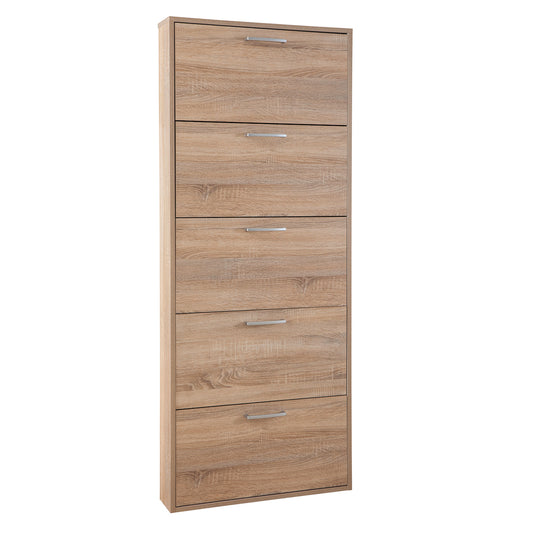 SCARPIERA 5 RIBALTE SINGOLE LINEA 'ESPRESSO' cm. 15 x 65 x h.173,5 - rovere artisan