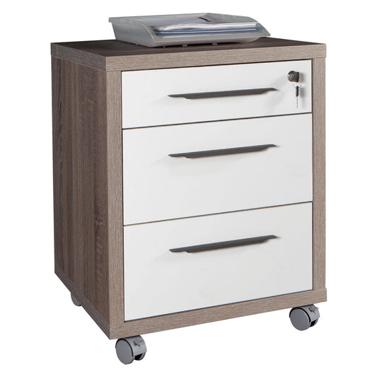 CASSETTIERA UFFICIO 3 CASSETTI LINEA 'DISEGNO' cm. 45 x 48 x h.63 - rovere/tartufo