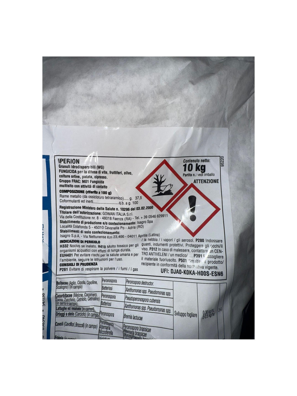 Concime Sumitomo Iperion 10 Kg Rame metallo 37,5 g(da ossicloruro tetraramico)