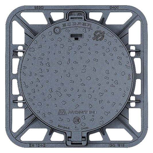 CHIUSINO IN GHISA CLASSE D400 ECOPER Q - 85 x 85 - botola 65 cm / Kg 60,5