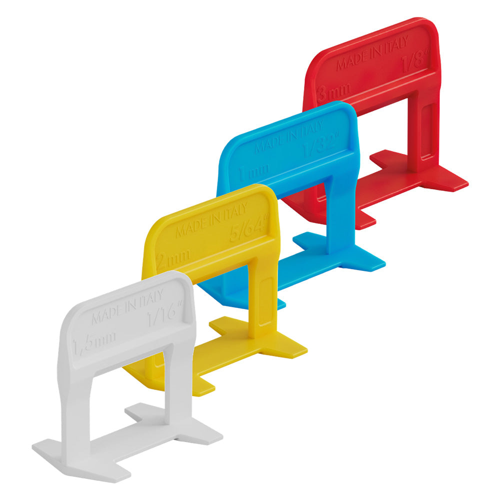 BASE LIVELLANTE CON FERITOIA PER CUNEO 'RLS EVO' H. mm 12 - fuga 2,0 mm - cf. 500 pz - col.giallo