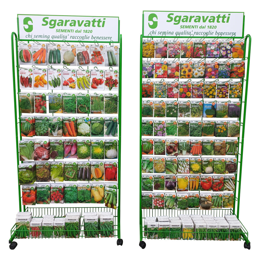 ESPOSITORE VERTICALE IN METALLO PER BUSTINE SEMI 72 ganci