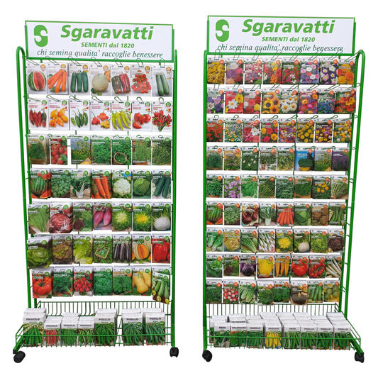 ESPOSITORE VERTICALE IN METALLO PER BUSTINE SEMI 72 ganci