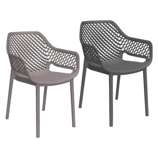 SEDIA IN POLIPROPILENE SCHIENALE FORATO 'ARIA ARMCHAIR' taupe